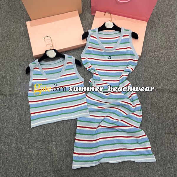 Crew Neck Treen Vest Fashion Striped Treed Top Top Party Slim Fit Knit Robe Summer Casual Breathable Tanks Tees