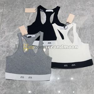 Vrouwen yoga crop topletter webbing sport tops elastische stof bijgesneden T -shirt vrouw Vest