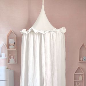 Crib Netting 100 Premium Muslin Cotton Hanging Canopy with Frills Bed Baldachin for Kids Room 230106