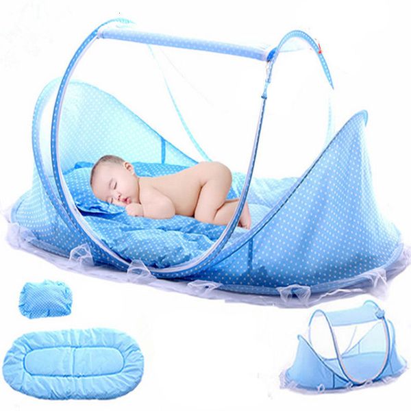 Filet de berceau Literie de bébé Filet de berceau pliant bébé Moustiquaires Lit Matelas Oreiller Costume trois pièces pour enfants de 0 à 3 ans 230705