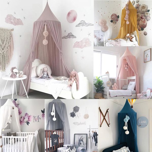 Red de cuna, dosel para bebé, mosquitera, cortina de cama, ropa de cama, tienda de juegos de princesa rosa para niñas, decoración de habitación para niños 230606
