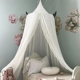 Wieg Netting Ins Babykamer decor Klamboe Kid bed gordijn luifel Ronde tent baldakijn 240 cm slaapkamer meisje y231213