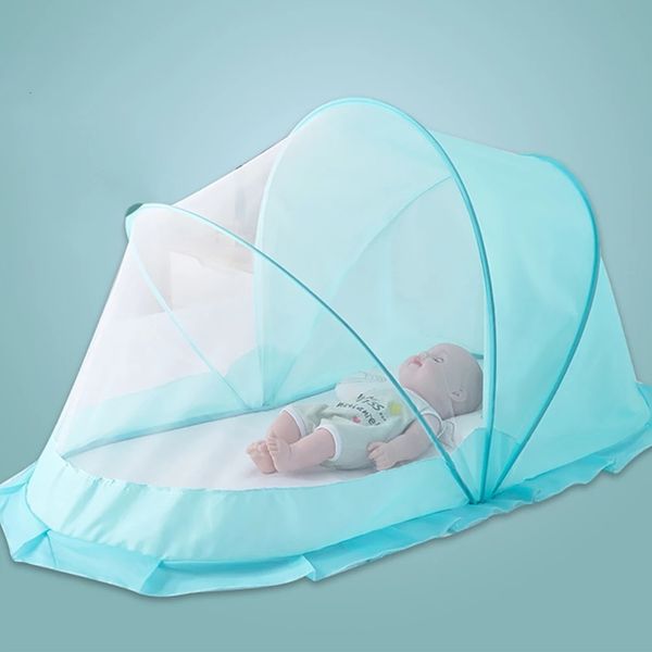 Red de cuna Mosquito Net Holder para bebé plegable portátil Universal Sun Shade Cover Play Tent Khaki Blue born Sleep Bed Travel Netting 230705