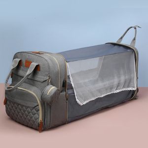 Bolsas de malla para cuna para madre y bebé, cama plegable, bolsa de mamá ligera para salida de gran capacidad, mochilas portátiles, mochila para pañales 230619