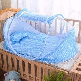 Crib Netting Portable Crib Ademend vouwbaar Borns Care beddengoed Set met muggen Net Basket Kussen Katoen Slapen Cot Baby Nest Bed 230510