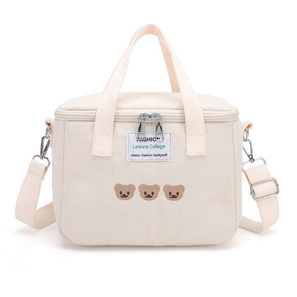 Berceau Filet Petite Mère Bébé Sac Sacs À Couches Étanche Ours Broderie Isolation Thermique Maman Stockage Des Aliments Mode Bento sac 230619