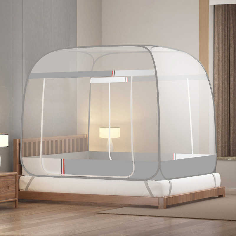 سرير أطفال شبكي يورت ناموسية خالية من التركيب 1.5 متر سرير مزدوج قابل للطي 1.8 متر سرير مناسب لمقاومة السقوط بالكامل W0425