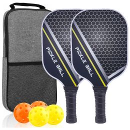 Cricket Racket Pickleball en fibre de carbone de haute qualité Racket en fibre de carbone en fibre de carbone de 2 raquettes et 4 balles exercice en plein air intérieur