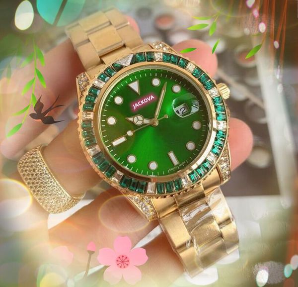 Crime Premium Mens coloré arc-en-ciel diamants bague montres 41mm mouvement à quartz mâle horloge montre pleine fine bande en acier inoxydable montre-bracelet montre de luxe cadeaux