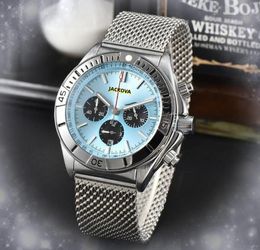 Crime Premium Montre chronomètre pour homme avec date et jour, mouvement à quartz, horloge masculine, six broches, maille en acier inoxydable, bracelet argenté, sans noyau mécanique, cadeaux