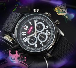 Crime Premium heren volledig functioneel horloge Japan quartz uurwerk Heren tijdklokhorloge Drie ogen wijzerplaat Kleur rubberen band Casual Zakelijk Groot formaat horloges Geschenken