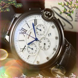 Crime Premium Mens Full Functional Watchs Stopwatch 43mm Quartz Mouvement Male Horloge de temps MONDE CEINTURATION DE CUIR VOLINE CEULLE ANNUEL 198R