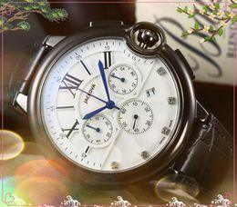 Crime Premium heren volledig functionele horloges stopwatch 43 mm quartz uurwerk mannelijke tijdklok horloge populaire lederen riem jaarlijkse explosies highend polshorloge