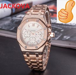 Reloj de pulsera Crime Premium para hombre con funciones completas, movimiento de cuarzo de 42 mm, reloj de tiempo masculino, banda de acero inoxidable Fulll, reloj de pulsera con estrella de cristal de zafiro para negocios