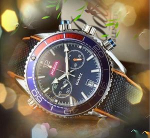 Crime Premium Mens Full Functional Wristwatch 43mm Quartz Movement Male Time Clock Watch Nylon Band Sapphire Glass Lumious Timer Montre-bracelet Montre De Luxe
