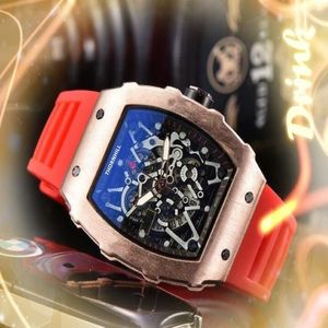 Crime Premium heren skelet wijzerplaat polshorloge 43 mm quartz uurwerk mannelijke tijdklok horloge rubberen band saffierglas relogio masculin272W