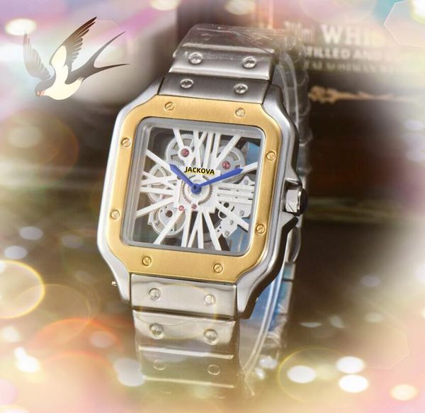 Crime Premium Hommes Carré Creux Cadran Transparent Montres Mouvement À Quartz Mâle Horloge Montre Tout Le Crime Président Saphir Verre Réservoir Romain Montre-Bracelet Cadeaux