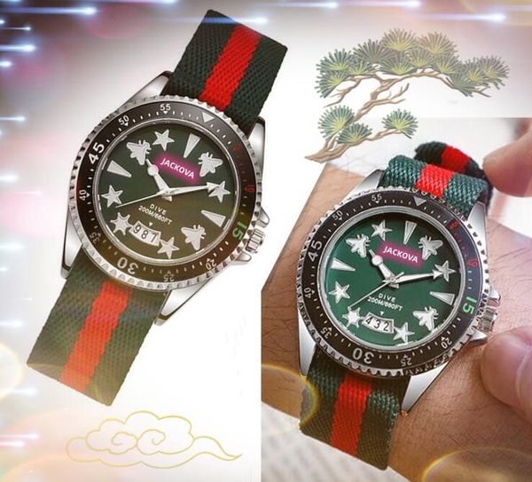 Crime Premium Hombres Mujeres Bee Star Relojes 45 mm Batería Cronógrafo Movimiento de cuarzo Diamantes Anillo Cuero Rojo Azul Nylon Cinturón Oro Lujosos relojes de pulsera