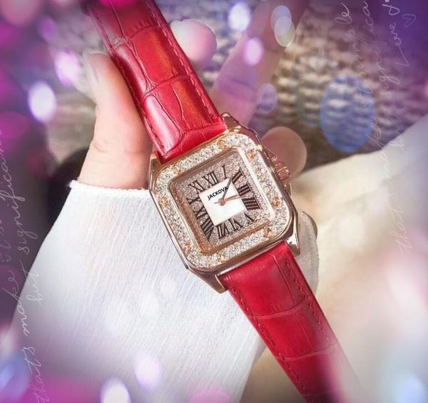 Crime Premium femmes diamants bague montre 36mm mouvement à Quartz horloge montre carré cadran romain en cuir véritable ceinture fille Style montre-bracelet relojes para hombre