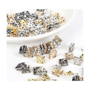 Perles d'extrémité à sertir 50 pièces/lot 6 mm 8 mm 10 mm Ab couleur strass boule forme cristal métallique en vrac pour la fabrication de bijoux accessoires de bricolage 202203 Dhz8M