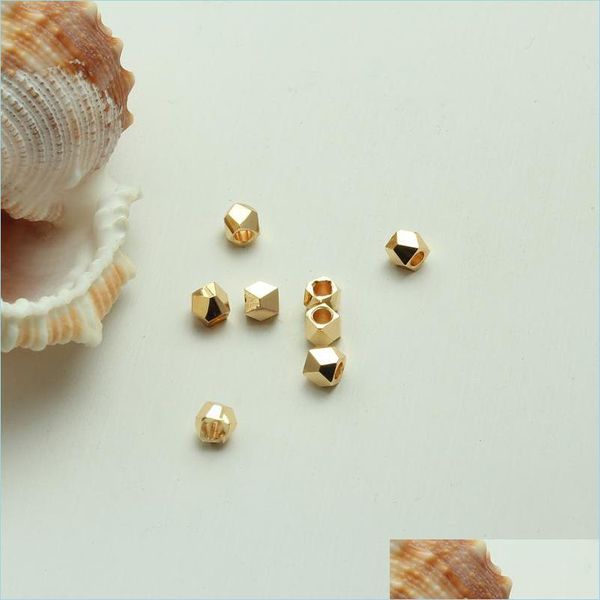 Crimp End Beads Polygon Cut Diy Bead Trabajo hecho a mano Accesorios de joyería Pulsera Beaded Loose Beads Metal Copper 2.5Mm M 4Mm 5Mm Drop Deli Dhxbl