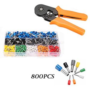 Crimp Tool Kit Ferrule Crimper Plier Wire Stripper + 800 Connector Wire Terminal