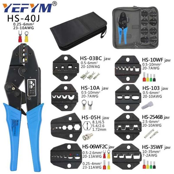 Alicates que prensan Herramientas de abrazadera Tapa/Kit de terminales de cable coaxial 230 mm HS-40J Multifuncional YEFYM Acero al carbono Multifuncional 211110