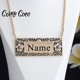 Cring Coco-collar con nombre personalizado, joyería de moda de Color dorado, collares personalizados Frangipani para mujeres y amigas 240119