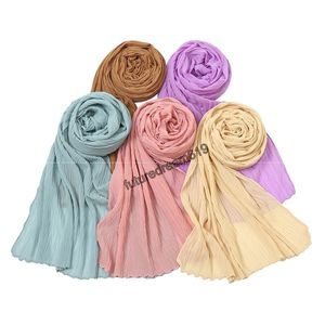 Mousseline de soie froissée Hijabs écharpe femmes plissé bulle mousseline de soie Hijab grande taille femme musulmane voile rides longs châles étoles