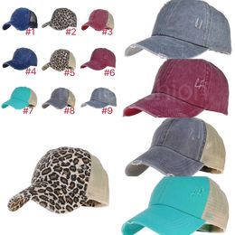 Criss Cross Paardenstaart Hoed Mesh Terug Paardenstaart Baseball Cap Gewassen Distressed Messy Bun Ponycap Trucker Hoed C72