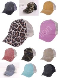 Criss Cross Ponytail Hat Mesh Back Ponytail Casquette de baseball 11Colors Washed Distressed Messy Bun Ponycap Trucker Hat C69