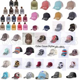 Ponytail Baseball Cap 54 Stijlen Cross Terug gewassen Distressed PonyCaps Rommelige broodjes Trucker Mesh Party Hats ZZA3225