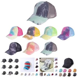 Queue de cheval Chapeaux Femme Brodé Lavé Mesh Baseball Caps 54 Styles Tournesol Léopard Messy Bun Tie-dye Trucker Hat 300pcs T2I52065