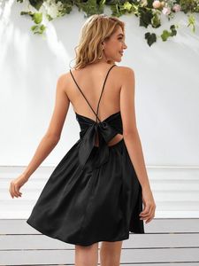 Crisscross Tie Open Back Slip Jurk Zij