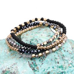 Cristaux en vrac vente en gros armbanden dlicats de 3 mm pour femmes boho dclaration armbanden de perles extensibles empilables