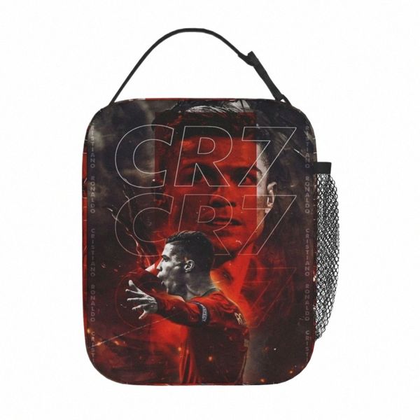 Cristiano Raldo Art CR7 Bolsa de almuerzo con aislamiento térmico para la oficina Bolsas de comida portátil Ctainer Hombres Mujeres Enfriador Caja de almuerzo térmica f94h #