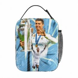 Cristiano Raldo Football CR7 Sac à lunch isolé thermique pour le travail Sac de nourriture portable Ctainer Hommes Refroidisseur Boîte de nourriture thermique e7At #