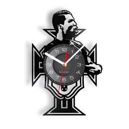 Cristiano Ronaldo Laser Cut Longplay Wall Clock Portugal voetballegende retro muziekalbum Home Decor Watch Vinyl Record Clock
