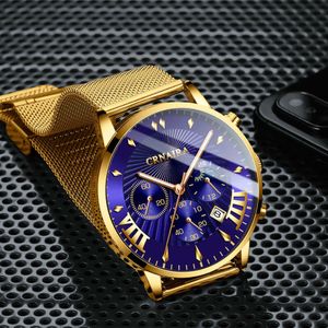 CRNAIRA NUEVA IMITACIÓN DE CARTZO MENA TRES EYES Reloj de oro de lujo impermeable