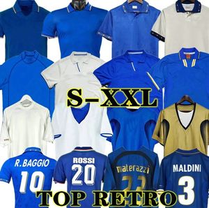 1998 Maillots de football rétro Baggio Maldini 1990 1996 1982 ROSSI Schillaci Totti Del Piero 2006 Pirlo Inzaghi Buffon Italie Cannavaro Hommes Maillots de football