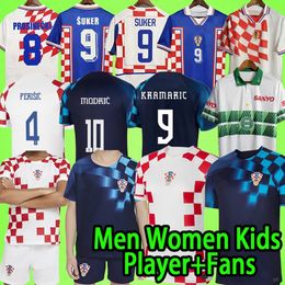 Croatie 23 24 Jerseys de football Hommes Enfants Kit Femmes Fans Version MODRIC MAJER Croatie 2023 2024 GVARDIOL KOVACIC SUKER Rétro 1997 1998 2002 Chemises de football Croacia T