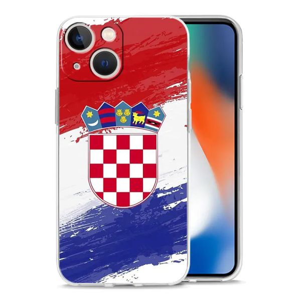 Croacia fútbol fútbol caja de teléfono transparente de lujo para iPhone 15 14 13 12 11 Pro Max XS X XR SE 7 8 más Captura transparente