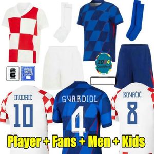 Croatie Football Jersey 2024 Euro Cup New Croatie National Team Soccer Jerseys Men Kit Kit Kit Home White Away Blue Men Uniform Modric Kovacic Pasalic Perisic