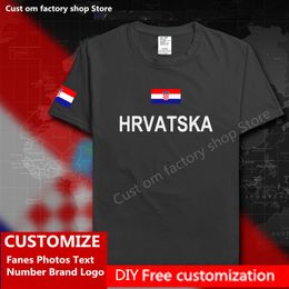 Croatie HRVATSKA coton t-shirt personnalisé Jersey Fans bricolage nom numéro marque haute rue mode Hip Hop lâche décontracté t-shirt 220616