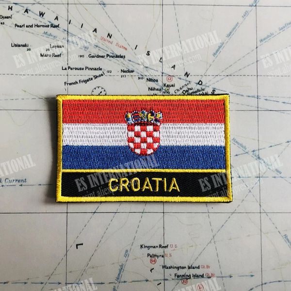 Croacia National Flag Bordery Patches Bange Shield y Pin de forma cuadrada Un juego en la mochila de la brazalete de tela Decoración de la mochila