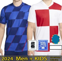 Croacia Camiseta de fútbol Jersey Eurocopa Nuevo 2024 Equipo nacional croata 24 25 Camiseta de fútbol Hombres Niños Kit Conjunto Hogar Blanco Visitante Azul Hombres Uniforme MODRIC KOVACIC PASALIC
