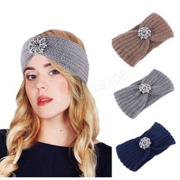 Diadema ancha tejida con cuentas de ganchillo para mujer, turbante elástico, gorro cálido de Color sólido para invierno, accesorios para el cabello para niña