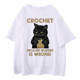 Crochet Porque el asesinato es Wrg Imprimir Ropa para hombre Persality Vintage Tops All-Mathematics Oversize Manga corta Hombre Cott Camisetas M1eP #
