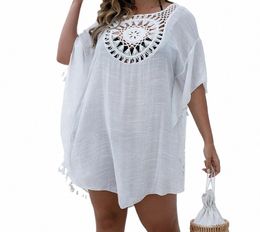 Gehaakte BIKINI Plus Size Strand Tuniek Vrouwen Badmode Zomer Zon Protecti Kleding Cover Up Zwemmen Strand Dr y9Ta #