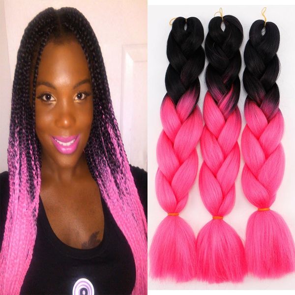 Crochet Box Trenzas Cabello para mujeres negras 24 pulgadas Pre-loop Ombre Blue Crochet Trenzado Cabello Sintético Diosa Extensiones de cabello J2